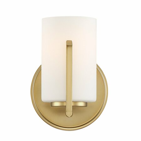 DESIGNERS FOUNTAIN Elara 5.25in 1-Light Brushed Gold Modern Indoor Vanity with Etched Glass Shade 93901-BG